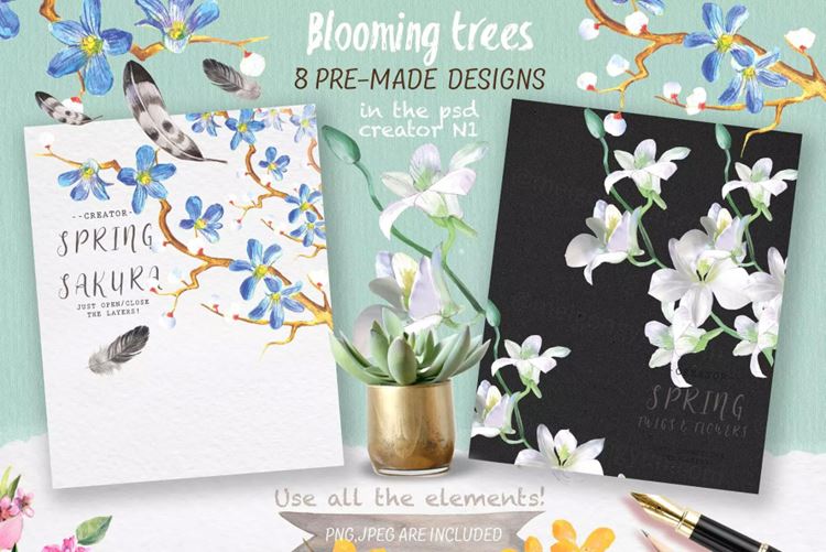 “春暖花开”水彩花卉 quot;Spring bloomqu