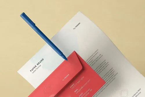 一系列新的psd文具信封模型和信头模型样机 Stationery Psd Envelope Letterhead Mo...