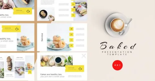 甜品烘焙课程演讲模板 Baked – Bakery Powerpoint Presentation Template