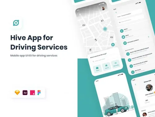 快车顺风车打车软件移动APP界面UI素材 Hive App | Dri