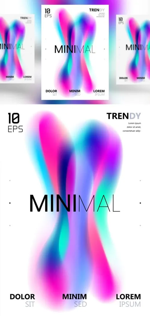 电音节夜店流行极简流体模糊渐变背景矢量海报 Fluid Blurred Gradient Background