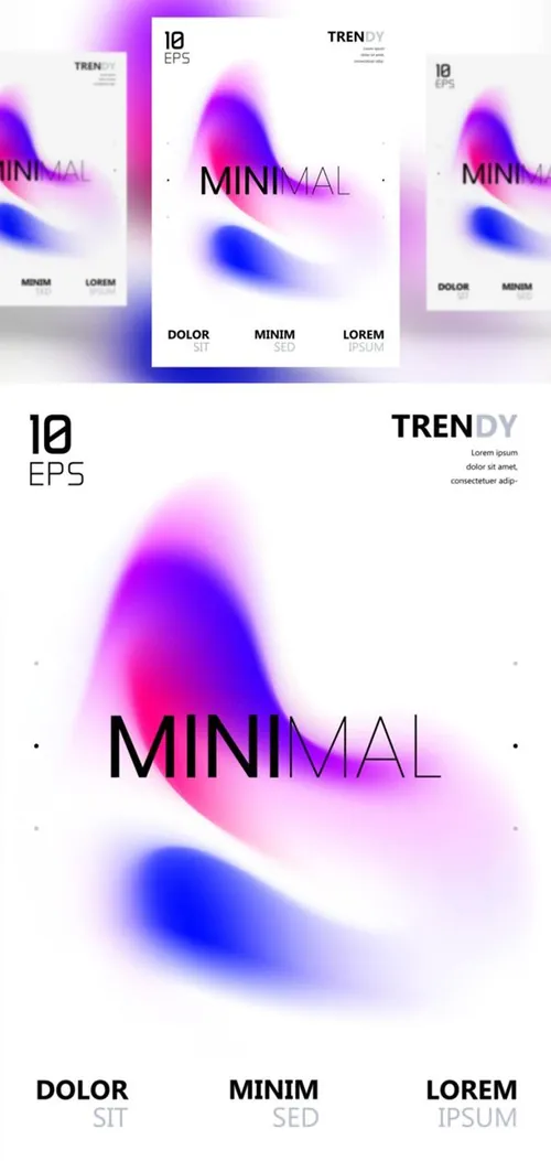 电音节夜店流行极简流体模糊渐变背景矢量海报 Fluid Blurred Gradient Background