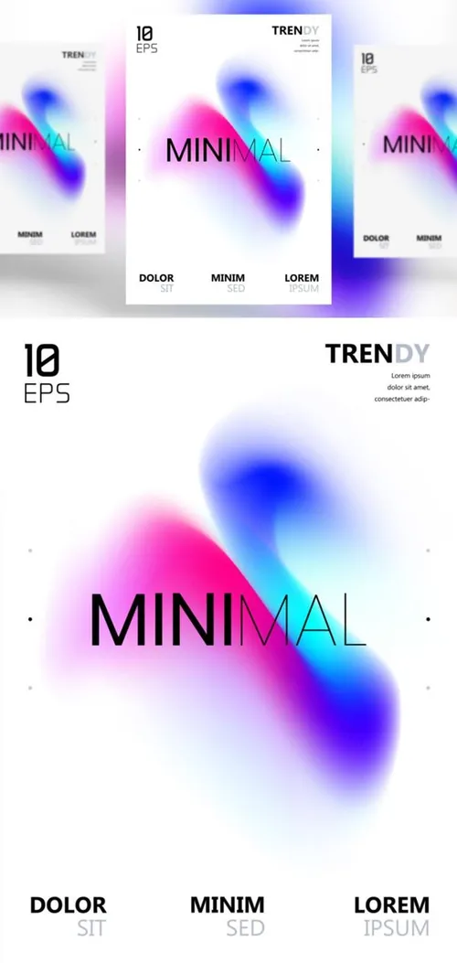 电音节夜店流行极简流体模糊渐变背景矢量海报 Fluid Blurred Gradient Background