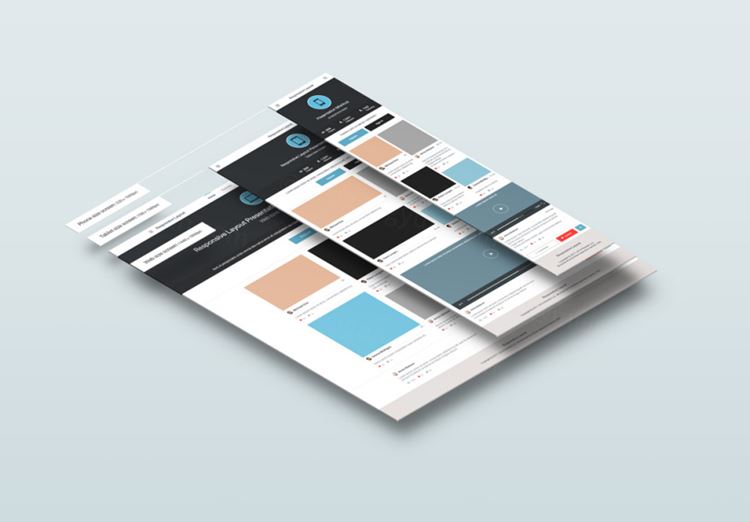 透视屏幕应用程序响应式网页WEB贴图PSD模板Perspective Responsive Screens Psd