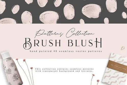 矢量插画手绘图案笔刷素材 Brush Blush Patte