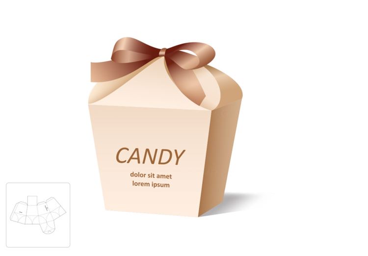 爆米花桶礼品盒模切图/刀模图EPS源文件