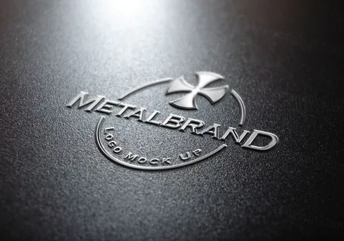 金属PSD徽标贴图PSD模板Metal Logo Mock-Up Template