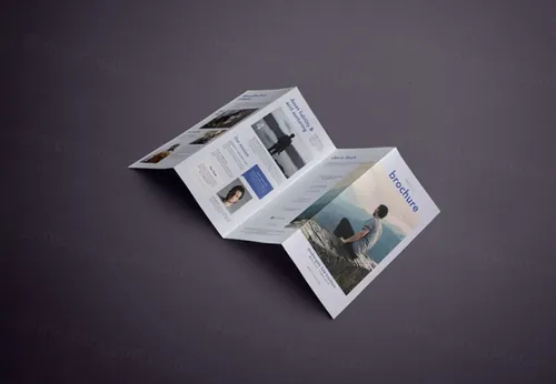 折叠小册子模型PSD贴图模板Psd Double Gate Fold Brochure