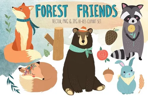 Forest Friends Vector Clipart Bundle