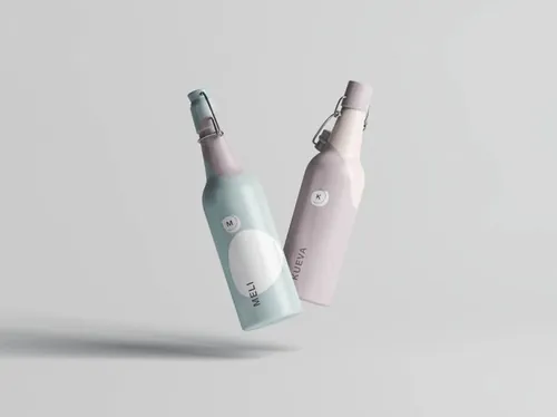 高级软木塞饮料瓶包装设计贴图展示样机模板 Matt Clamp Bottle Mockup