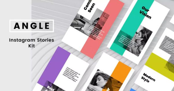 独特方块色彩拼接故事贴图模板工具包 Angle Instagram S