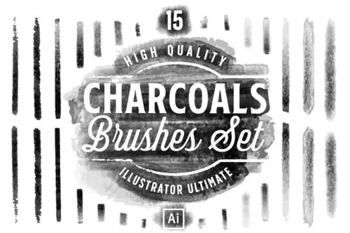 15个高品质的水墨木炭效果的AI笔刷charcoals-brushes-set-for-adobe-illustator