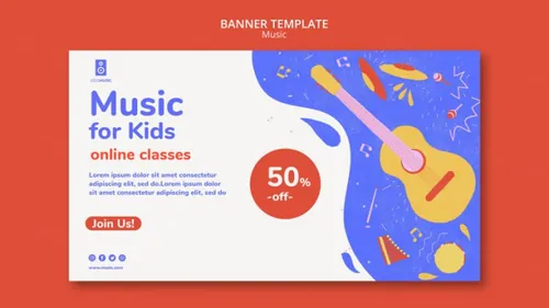 儿童音乐培训班兴趣班新媒体宣传海报模板 Kids music platform landing page template
