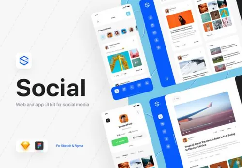 新社交平台移动用户界面UI工具包 Social Dashboards