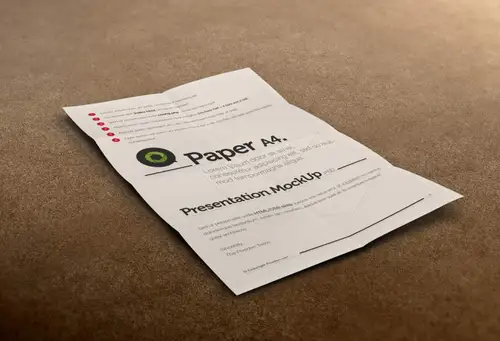 折叠A4纸PSD模板Psd A4 Paper Mock-Up Presentation #