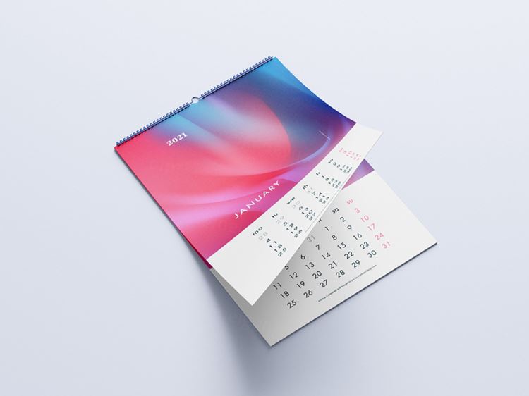 免费挂历日历设计提案样机PSD模板 Wall Calendar Mockup