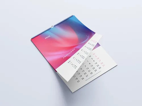 免费挂历日历设计提案样机PSD模板 Wall Calendar Mockup