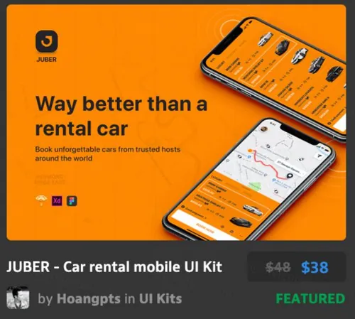 汽车租赁移动用户界面套件Car rental mobile UI Ki