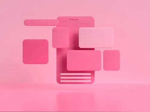 3D渲染智能手机抽象粉色背景素材