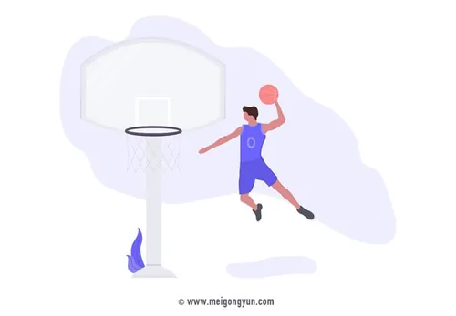 扁平化风格篮球扣篮场景矢量元素Flattened vector elements