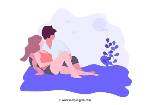 扁平化风格情侣度假场景矢量元素Flattened vector elements