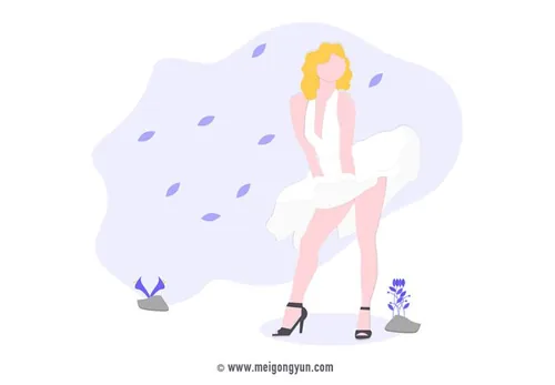 扁平化风格玛丽莲梦露场景矢量元素Flattened vector elements