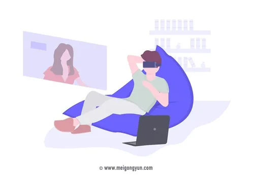 扁平化风格虚拟聊天室VR场景矢量元素Flattened vector elements