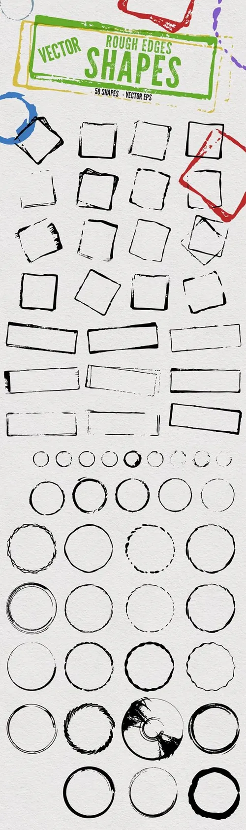 矢量粗糙边框设计素材Vector Rough Edges Shapes