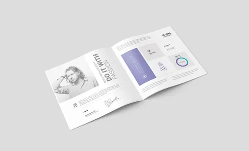 方形杂志画册模型PSD贴图模板Square Brochure / Catalog Mock-up