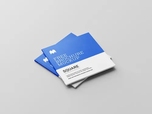 方形装订画册书籍设计展示样机PSD模板 Perfect binding square brochure mockup
