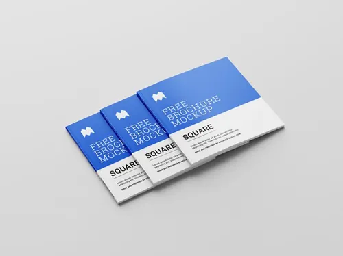 方形装订画册书籍设计展示样机PSD模板 Perfect binding square brochure mockup