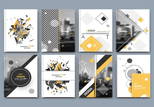 时尚创意几何元素商业画册宣传册杂志封面矢量设计素材Business vector set