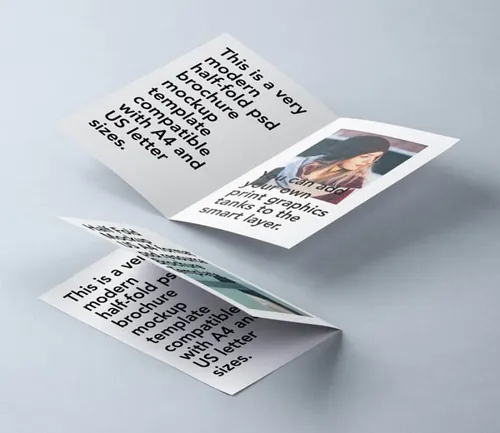对折宣传单样机A4  Psd Half Fold Mockup US A4 Vol4