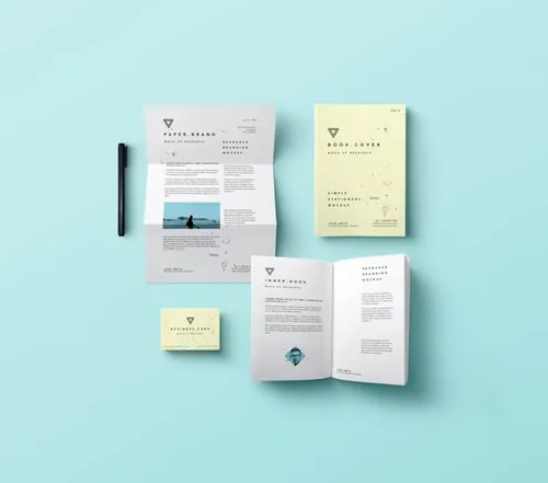 简单文具品牌VI提案PSD贴图样机Simple Stationery Branding