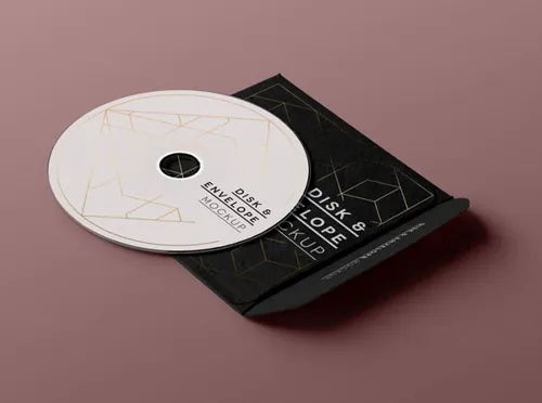 简约清新带有封套得房地产光盘CD包装样机 Psd CD Disk Sleeve Mock Up
