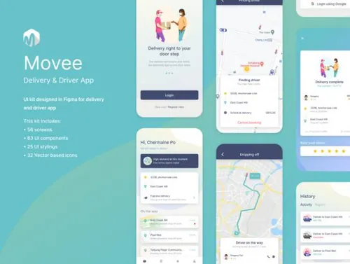 快递物流闪送同城速递跑腿急送移动APP界面UI素材 Movee - D