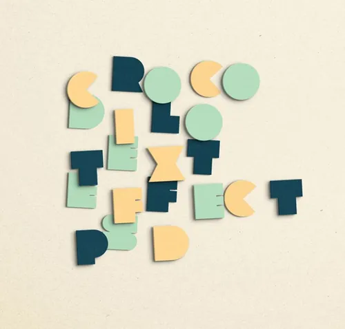 拼贴风格文字模板Crocodilo Psd Text Effect