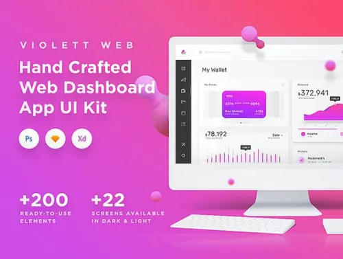 时尚大气金融数据管理支付移动手机APP UI工具包Violett Web UI