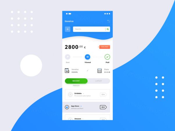 发票订单页面移动APP应用程序界面设计 Invoice App Des