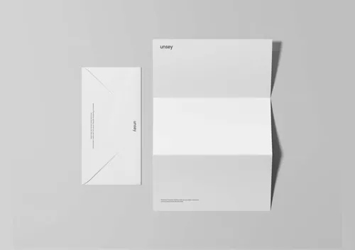 简约风企业信纸信头和信封设计图PSD模板 Letterhead  Envelope Mockup