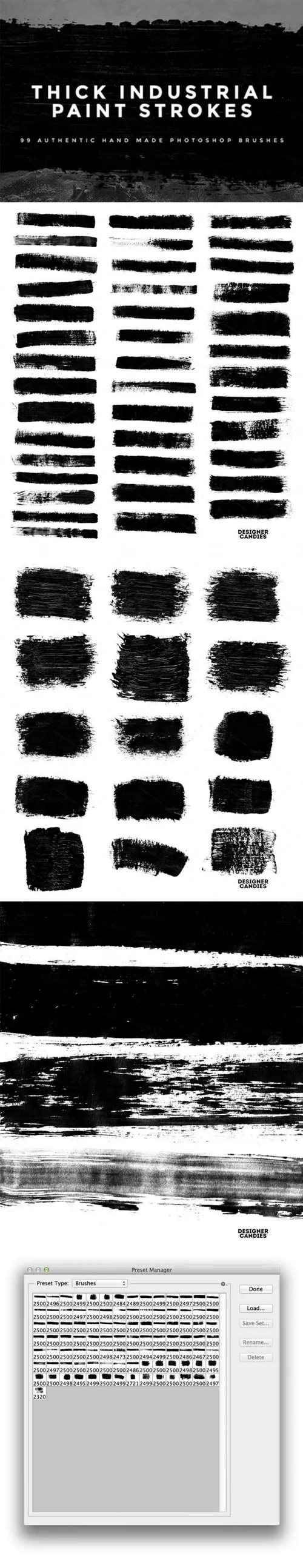 99个逼真好用的干拖肌理笔刷素材［.abr格式］designer-candies