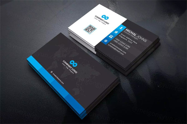 解决方案企业职员名片设计模板 Black Business Card