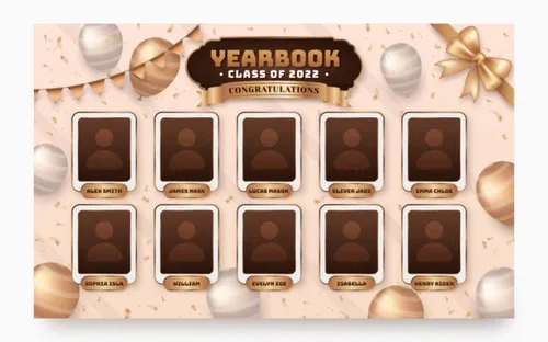 黑金毕业季照片墙年鉴名人榜毕业艺术典礼矢量模板素材