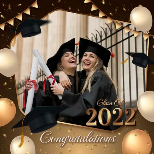 2022年黑金毕业季祝福留念照片墙朋友圈晒照海报矢量模板素材