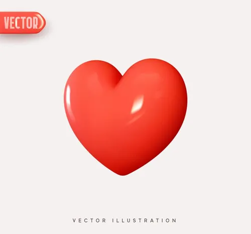 高质量情人节七夕三八妇女节母亲节3D卡通红色爱心元素EPS矢