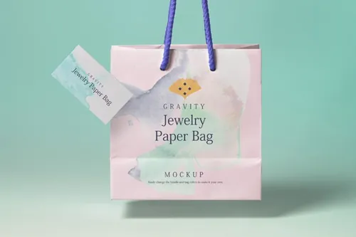 购物纸袋样机Psd Gravity Shopping Bag Mockup 3
