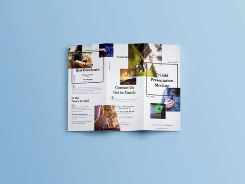 折页小册子模型PSD贴图模板Psd Tri Fold Mockup Template
