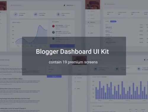 高级灰仪表板用户界面工具包Blogger Dashboard UI Kit