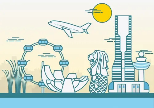 新加坡鱼尾狮地标矢量图Merlion Landmark