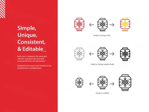 喜庆的中国新年图标集Chinese New Year Icons Set